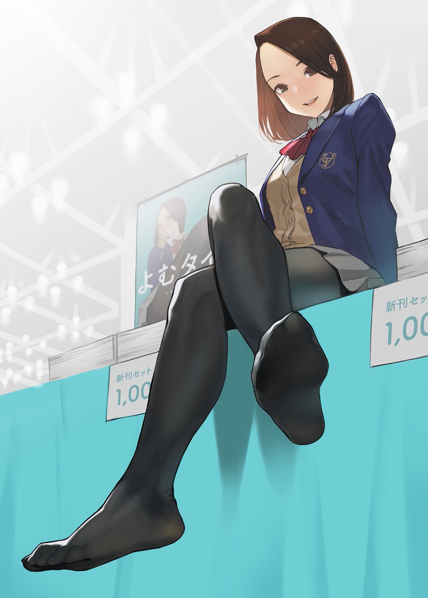 aikawa_ren feet female miru_tights no_shoes pantyhose school_uniform sitting smile tagme yomu_(sgt_epper)