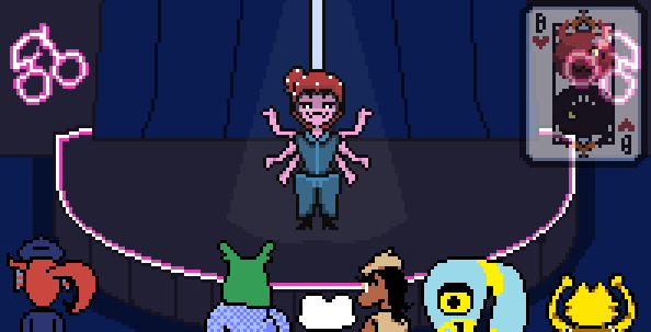 accurate_art_style animated bikini bladedbard deltarune froggit muffet pixel_animation pixelated pole_dancing removing_clothing semi_nude sprite strip_club stripper undertale undertale_(series) undyne watermark