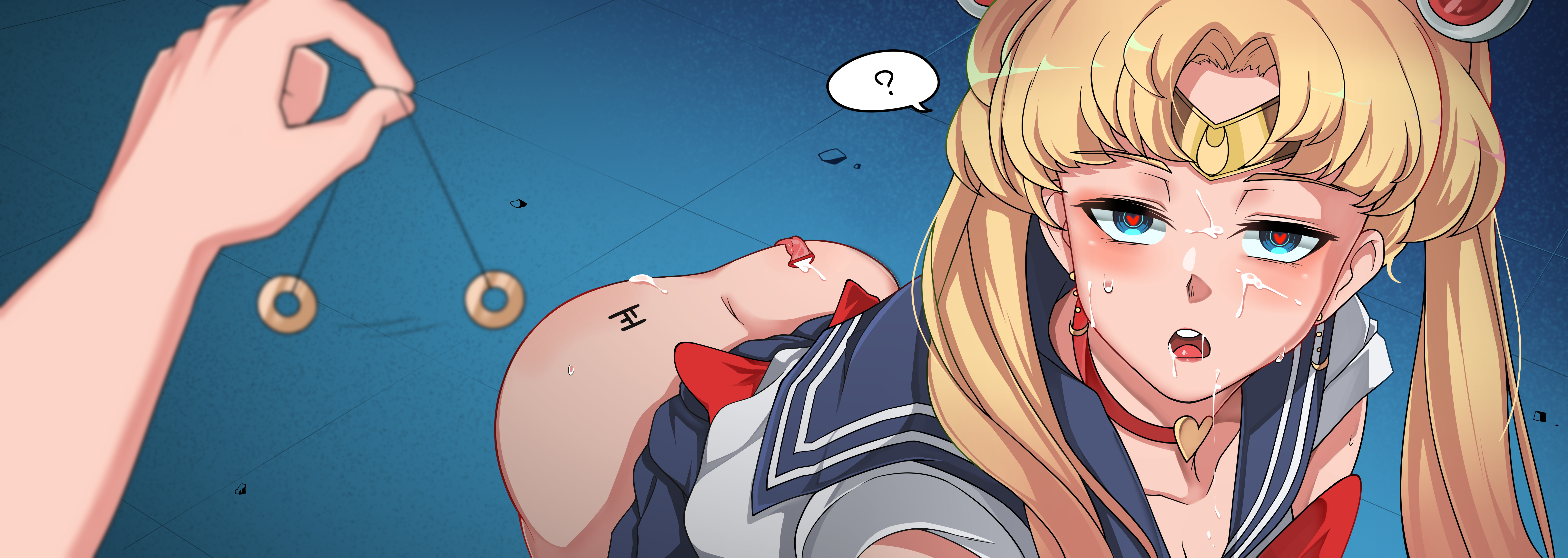 ?, bishoujo senshi sailor moon, blonde hair, blue eyes, clothing, cum, female, hypnosis, meme, mind control, sailor moon, sailor moon redraw challenge, sailor senshi uniform, skirt, sorutopg, usagi tsukino