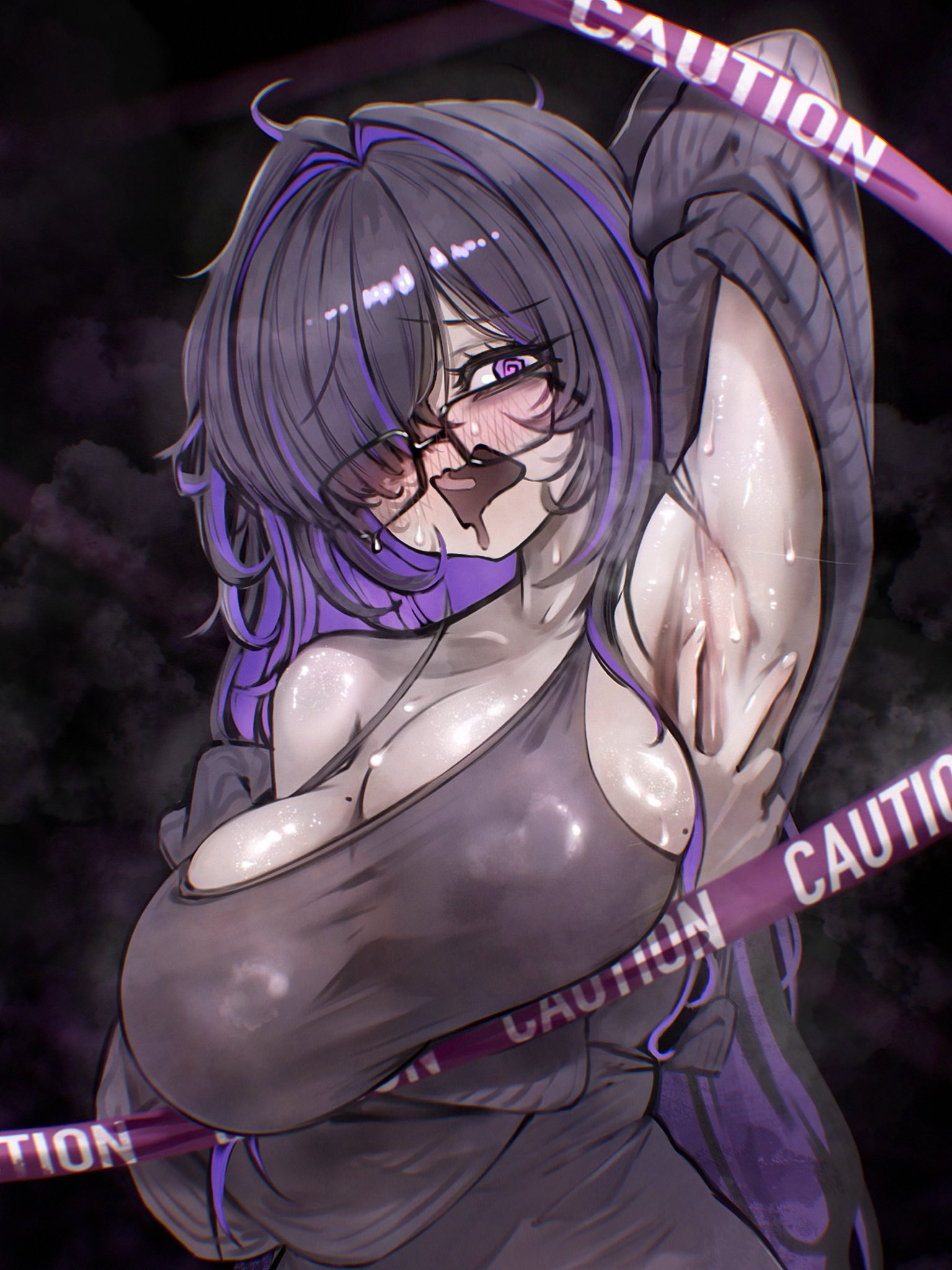 armpit fetish, armpits, chubby, chubby female, clothed, femcel, girlfailure, goddess of victory: nikke, huge breasts, huge chest, huge tits, label (nikke), li han artwork, pale skinned female, sweaty armpits, tagme, twitter