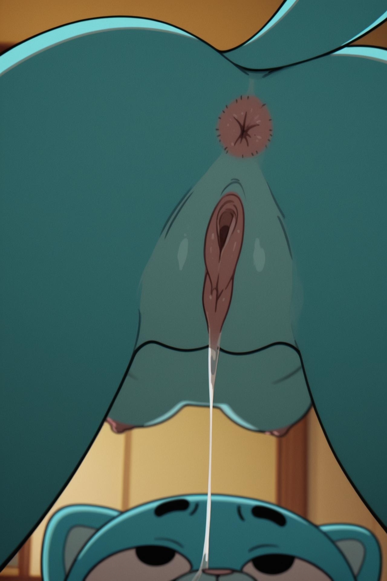 ai generated, gumball watterson, incest, justsomebuddy, mother and child, mother and son, nicole watterson, pussy juice drip, the amazing world of gumball