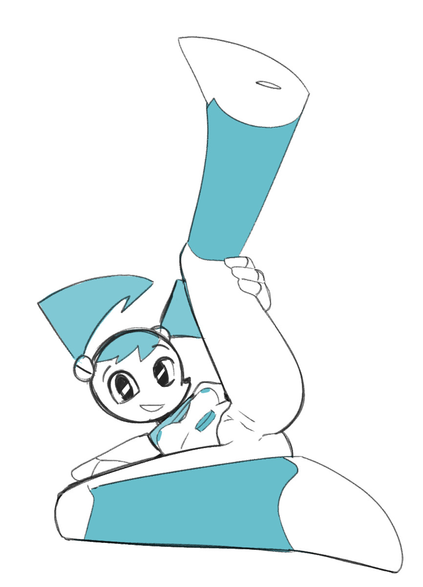 ass, bad id, bad pixiv id, blue hair, blue nipples, breasts, fridge (artist), jenny wakeman, medium breasts, my life as a teenage robot, nipples, pussy, robot, robot girl, robot humanoid, twintails, vagina, white skin