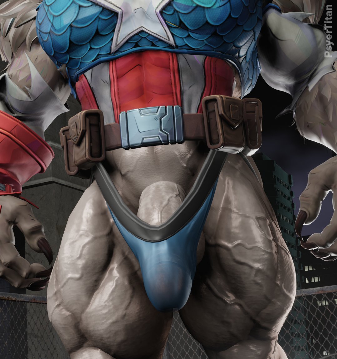 3d, anthro, balls, bara, big balls, big muscles, big penis, bulge, canid, canine, canis, captain america, captain america (cap-wolf), captain america (marvel rivals), cock, daddy, dick, dilf, furry, male, male only, marvel, marvel rivals, muscular, muscular male, muscular thighs, penis, psyertitan, solo, thong, vein, veiny muscles, veiny penis, wolf