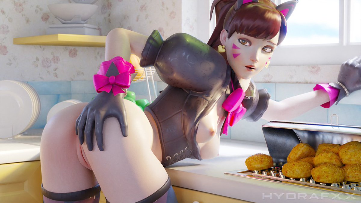 1girls, 3d, alternate costume, anus, ass, black cat d.va, breasts, brown eyes, brown hair, d.va, female, female only, goth, goth girl, gothic lolita, hydrafxx, lolita fashion, overwatch, pussy, solo, wallpaper