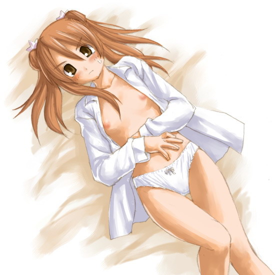 blush breasts clothing flat_chest kasuga_yukihito mahou_sensei_negima! nipples panties sakura_mei tagme