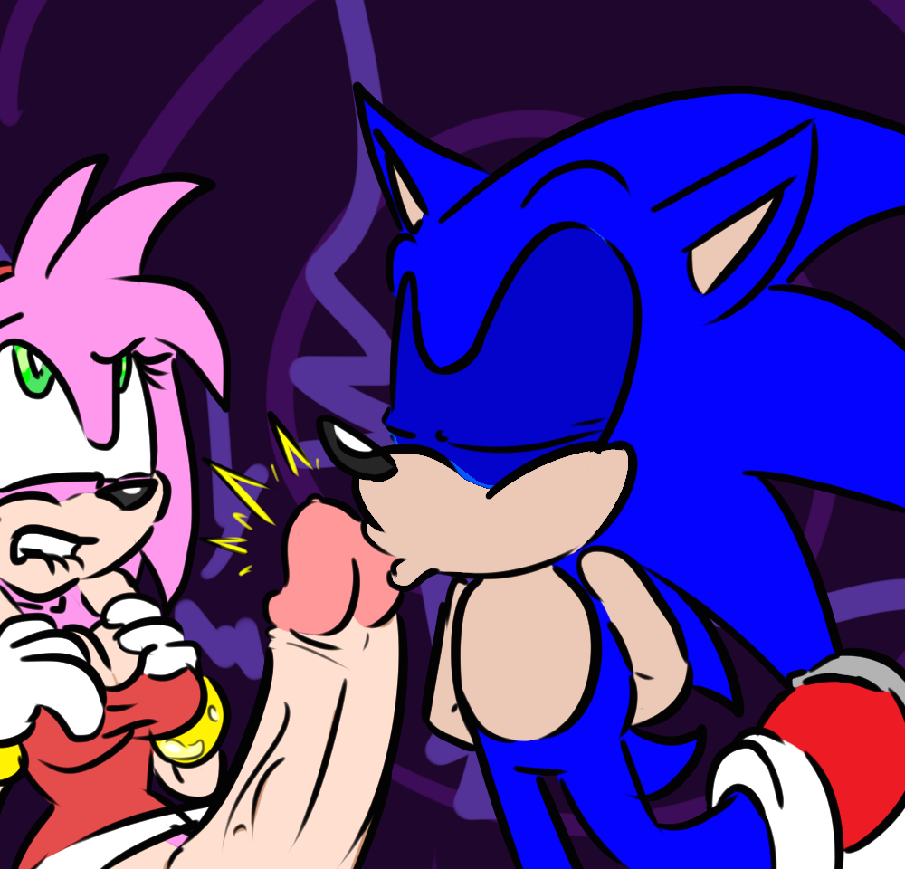 2015 alhedgehog amy_rose anthro breast_grab breasts color erection fellatio furry furry_only futa_on_male futanari green_eyes huge_cock intersex male oral partially_clothed penis penis_kiss pink_hair sega short_hair silly simple_background sonic_(series) sonic_the_hedgehog