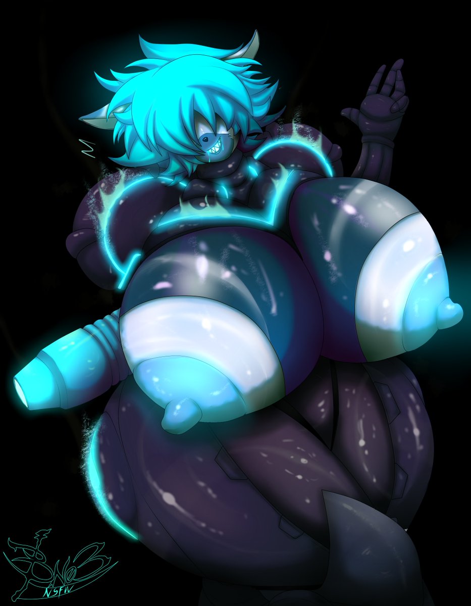 1girls alien anthro areolae armor armored_dark_samus big_nipples bimbo bioluminescence black_background blue_fur blue_hair blue_skin bn03 breasts cosplay dark_samus drooling erect_nipples female female_only furry glowing grin gun hair_over_eyes huge_ass huge_breasts metroid nintendo nipples overweight overweight_female power_armor saliva short_hair smile source_request teeth text thick_thighs unconvincing_armor watermark weapon wide_hips