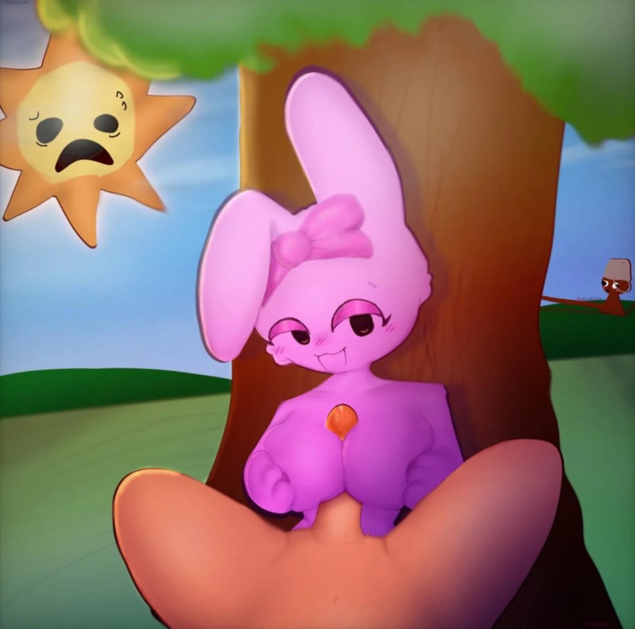 1boy1girl, 2boy, artist request, breasts, brud (sprunki), bunny, bunny ears, cock, female, mr. sun (sprunki), oren (sprunki), penis, penis in breasts, pinki (sprunki), pov, sprunki, sun, tagme