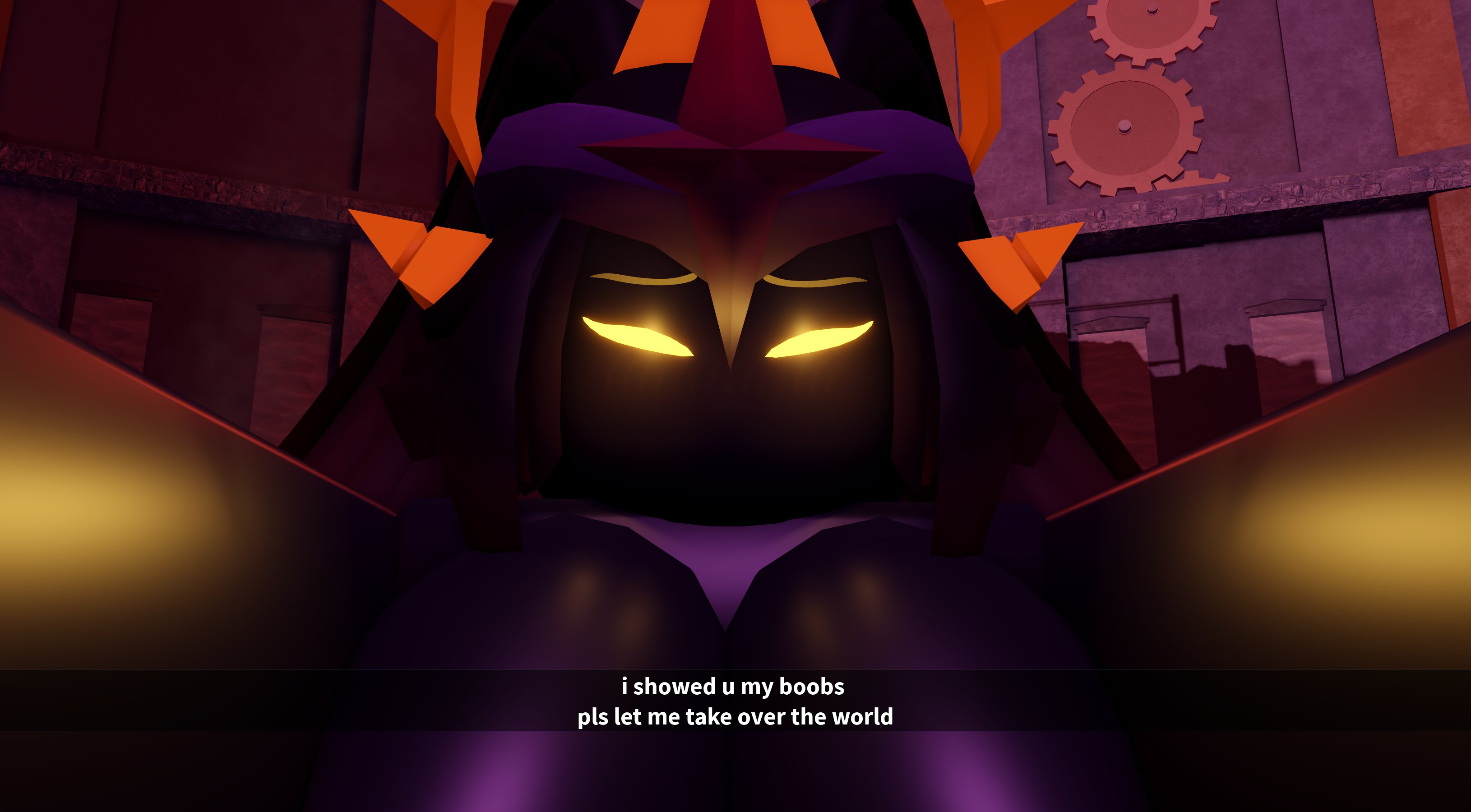 1girls, 3d, big breasts, black body, breasts, english text, female, female only, lampshaderr34, long hair, looking at viewer, meme, nude, roblox, roblox game, robloxian, tagme, text, the umbra, tower defense simulator, yellow eyes