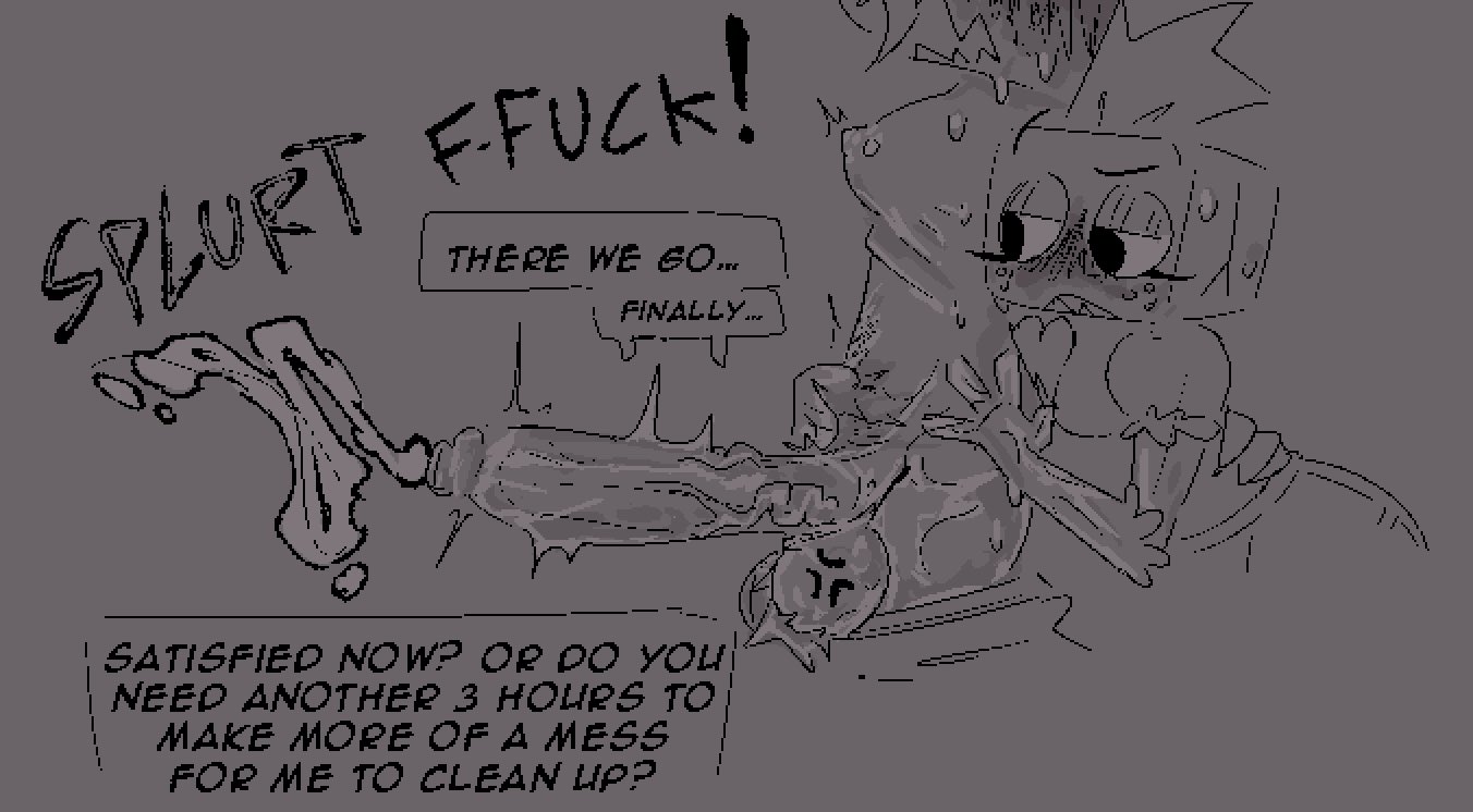 1futa, 1girls, balls, big penis, breakcoreyuri, brusha (dandy's world), clothed, clothing, cum, cumming, cumshot, dandy's world, dialogue, duo, ejaculation, erection, female, futa on female, futanari, huge cock, humanoid, humanoid penis, orgasm, partially clothed, penis, roblox, roblox game, ruined orgasm, tagme, text, tisha (dandy's world)