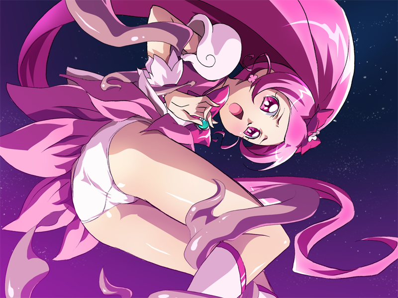 blush bow breasts clothing cure_blossom dress gipsy_underground heartcatch_precure! magical_girl panties precure pretty_cure tentacle tsubomi_hanasaki