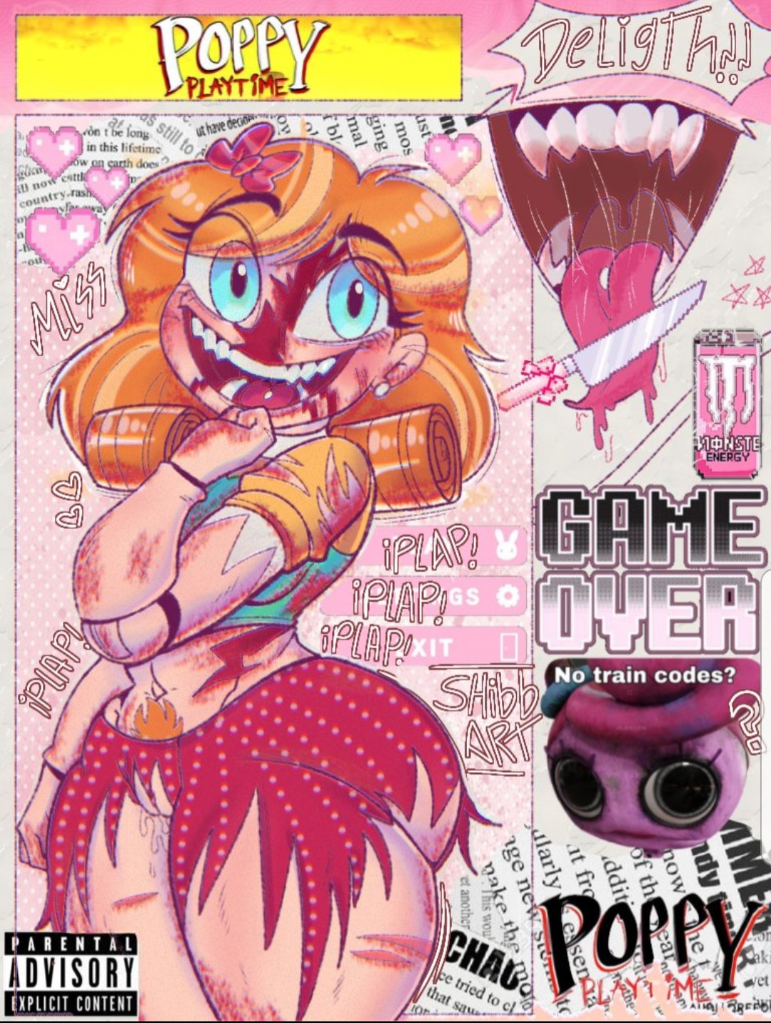 2girls, female, miss delight, miss delight (broken), mommy long legs, nightmare waifu, poppy playtime, scars, shibii art, tagme, ugly face nice body