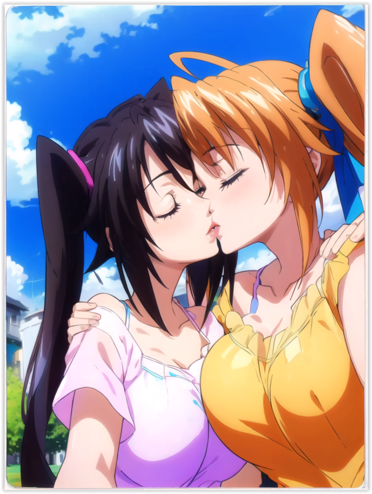 2girls ai_generated flirting girl_on_girl high_school_dxd kissing lesbian_couple lesbian_kiss lovers serafall_leviathan shidou_irina yuri yuri yuri