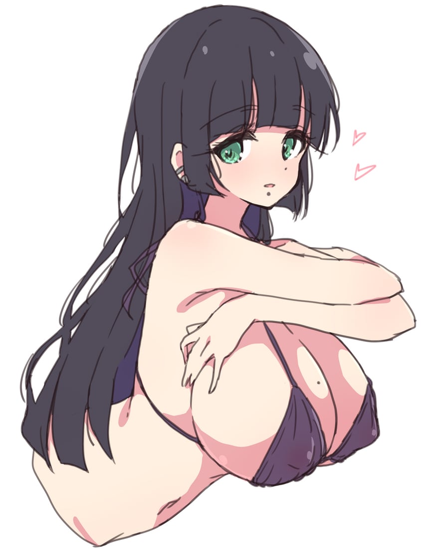 1girls, bikini, bocchi the rock!, breasts, female, large breasts, looking at viewer, melty pot, pa-san, simple background, tagme, white background