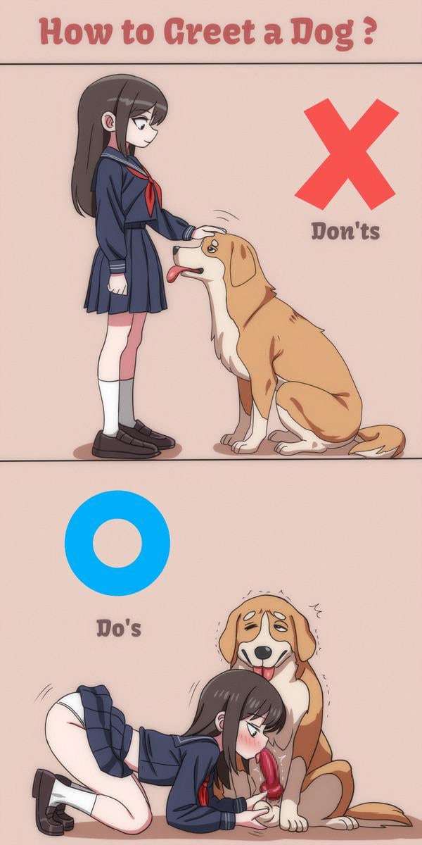 1girls, blowjob, canine, canine penis, female, hippo power, how to, instructions, male, meme, on knees, penis, schoolgirl, younger female, zoophilia