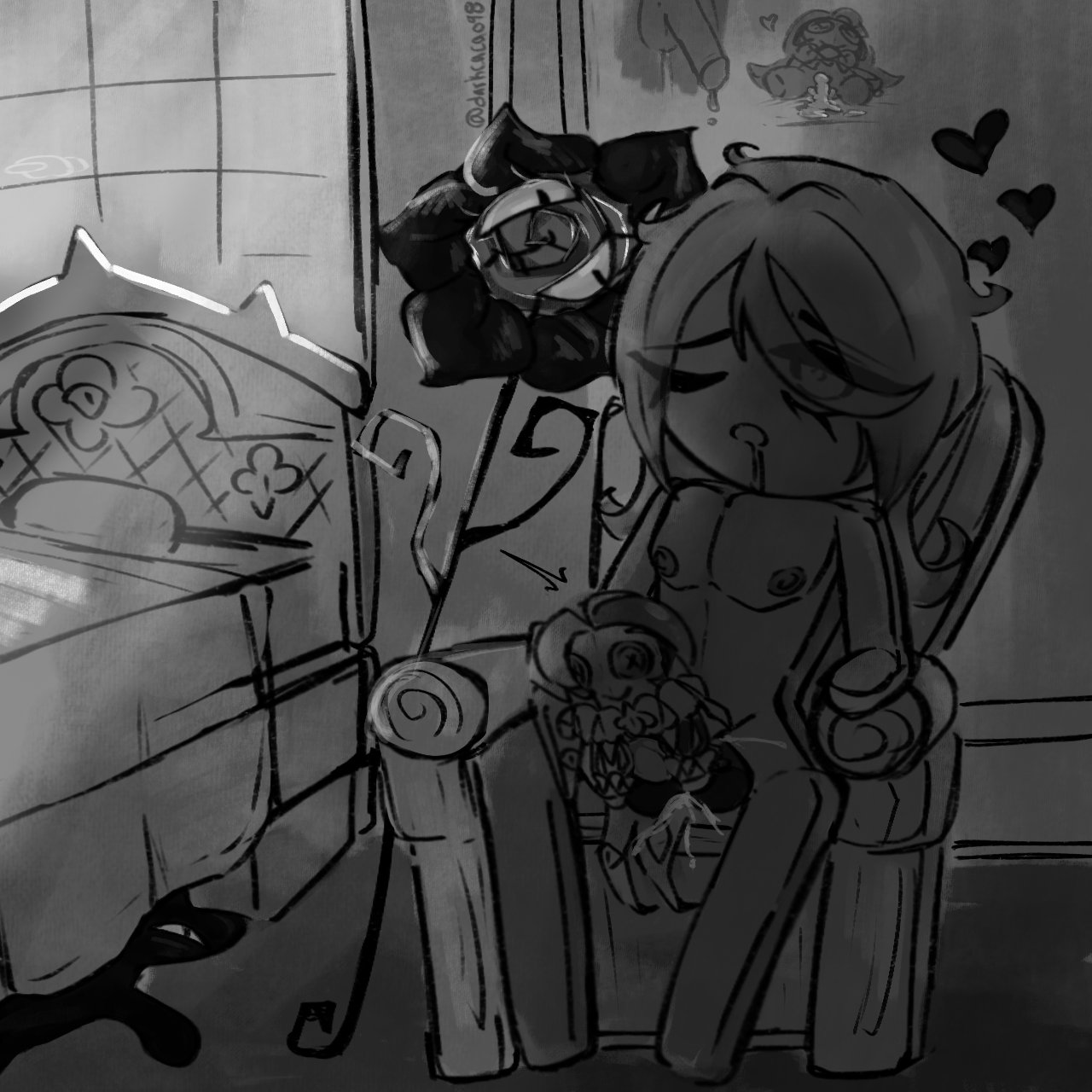 cookie run, cookie run kingdom, cum, darkcacao98 (artist), open mouth, plush sex, plushie, plushophilia, pure vanilla cookie, saliva, shadow milk cookie, truthless recluse