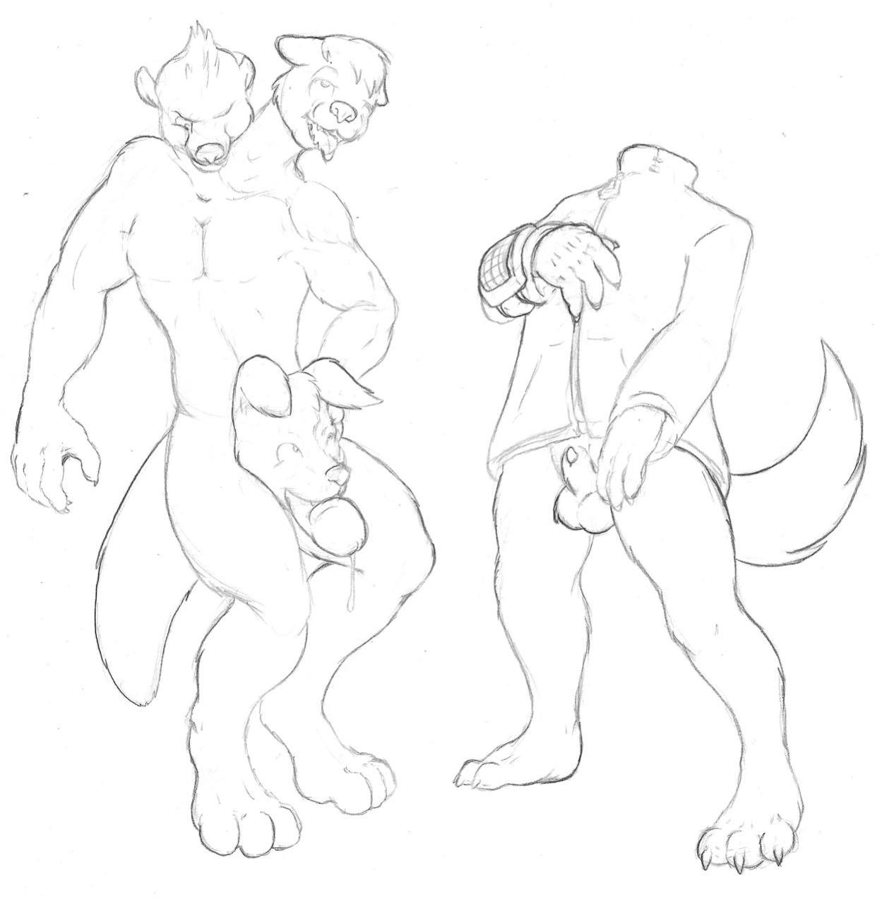 2_heads 2boys balls canine conjoined crotch_head duo duo_focus ebonyrubberwolf furry headless line_art male male_focus male_only mammal monochrome monophallia multi_head muscular muscular_male mustelid nude otter penis penis_tongue sketch tongue transformation unusual_genitalia_placement unusual_penis_placement what