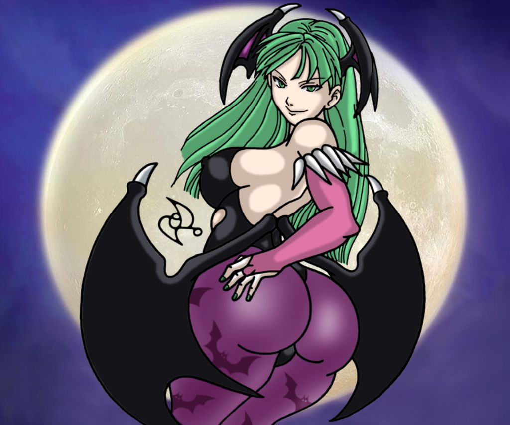 1girls 2013 ass ass_grab bats batwings big_ass big_breasts big_butt big_nipples breasts capcom clothing curvy curvy_body curvy_female curvy_figure curvy_hips darkstalkers dat_ass demon demon_girl demon_wings erect_nipple erect_nipples exposed_shoulders female female_focus female_only full_moon fully_clothed green_eyes green_hair green_nail_polish green_nails hand_on_ass leotard long_hair looking_at_viewer looking_back medium_breasts morrigan_aensland naughty_face naughty_smile night nipples omarsin pink_sleeves purple_pants shoulders smile smiling smiling_at_viewer solo solo_female solo_focus succubus thick_ass thick_legs thick_thighs thong thong_leotard wings