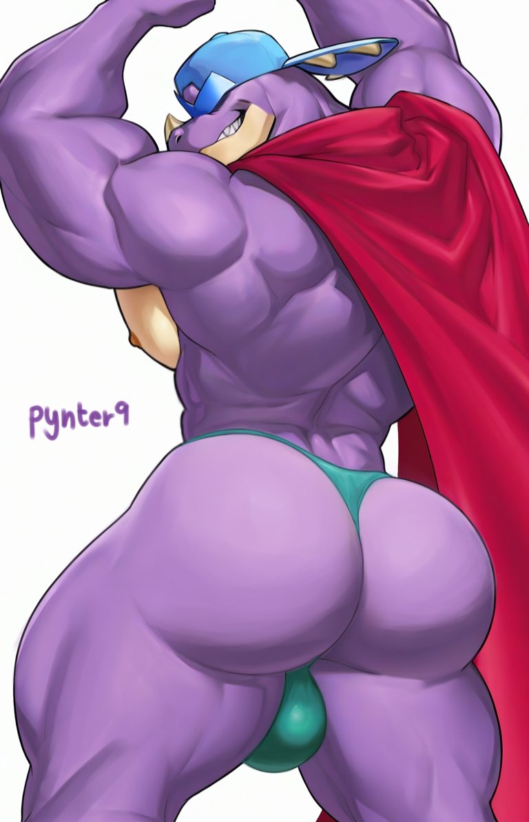 ass, ass focus, bara, brawl stars, muscular, muscular male, pierce (brawl stars)