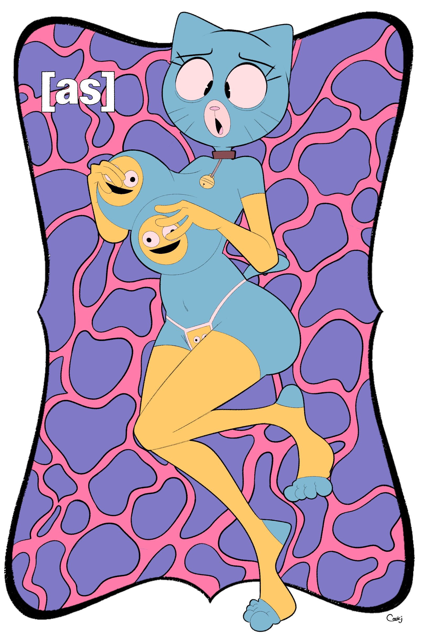 1girls, 2020s, 2025, 4 toes, abstract background, absurd res, adult swim, anthro, armwear, artist name, bell, bell collar, bent arm, bent leg, big breasts, big eyes, biped, black collar, black eyebrows, black eyes, black markings, blue body, blue breasts, blue ears, blue fur, blue tail, breasts, cartoon network, clothed, clothing, coekj (artist), collar, digital drawing (artwork), digital media (artwork), domestic cat, elbow gloves, emoji, emoji pasties, emoji print, eyebrows, eyelashes, facial markings, feet, felid, feline, felis, female, female only, fingers, full-length portrait, fur, glistening, glistening eyes, gloves, hand on breast, hand on own breast, handwear, head markings, hi res, huge breasts, iris, legwear, light body, light fur, long eyelashes, long legs, mammal, markings, mary senicourt, mature, mature anthro, mature female, mature woman, milf, monotone breasts, monotone tail, multicolored clothing, multicolored thong, multicolored underwear, muzzle (marking), navel, no pupils, on one leg, open mouth, pasties, pink nose, pink tongue, plantigrade, pointy ears, portrait, pose, prick ears, print clothing, print thong, print underwear, raised heel, round head, smiling friends, snout, solo, solo female, standing, tail, text, the amazing world of gumball, thick thighs, thigh highs, thin eyebrows, thong, three-quarter view, toeless legwear, toeless thigh highs, toes, tongue, topless, topless anthro, topless female, two tone clothing, two tone thong, two tone underwear, underwear, whisker markings, white markings, white sclera, wide eyed, wide hipped anthro, wide hipped female, wide hips, yellow armwear, yellow clothing, yellow elbow gloves, yellow gloves, yellow handwear, yellow legwear, yellow thigh highs