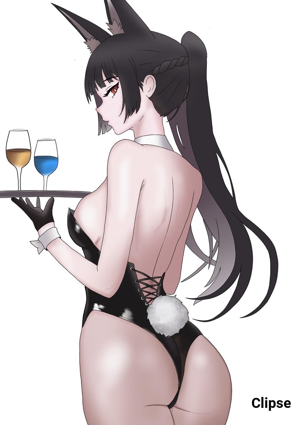 1girls, 2d, 2d (artwork), 2d artwork, animal ear fluff, animal ears, ass, ass cleavage, ass crack, back, big breasts, black gloves, black hair, black leotard, black topwear, black-haired female, braid, braided hair, braids, breasts, busty, busty female, busty girl, clipse, crown braid, digital, digital art, digital drawing, digital drawing (artwork), digital media, digital media (artwork), drawing, elbows, female, female focus, female only, fingers, gloves, gluteal fold, head tilt, high resolution, highres, hoshimi miyabi, large boobs, large breasts, lean figure, leotard, long hair, looking at viewer, looking sideways, looking to the side, median furrow, narrow waist, ponytail, profile, red eyes, red-eyed female, serving tray, shoulder blades, shoulders, sideboob, simple background, slender body, slender waist, slim waist, solo, standing, thick ass, thick butt, thighs, tilted head, topwear, tray, upper body, white background, white pupils, wine, wine glass, zenless zone zero