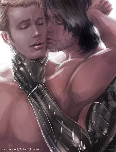 2boys bucky_barnes captain_america gay human kissing male male_only marvel maxkennedy nude sensual steve_rogers winter_soldier yaoi