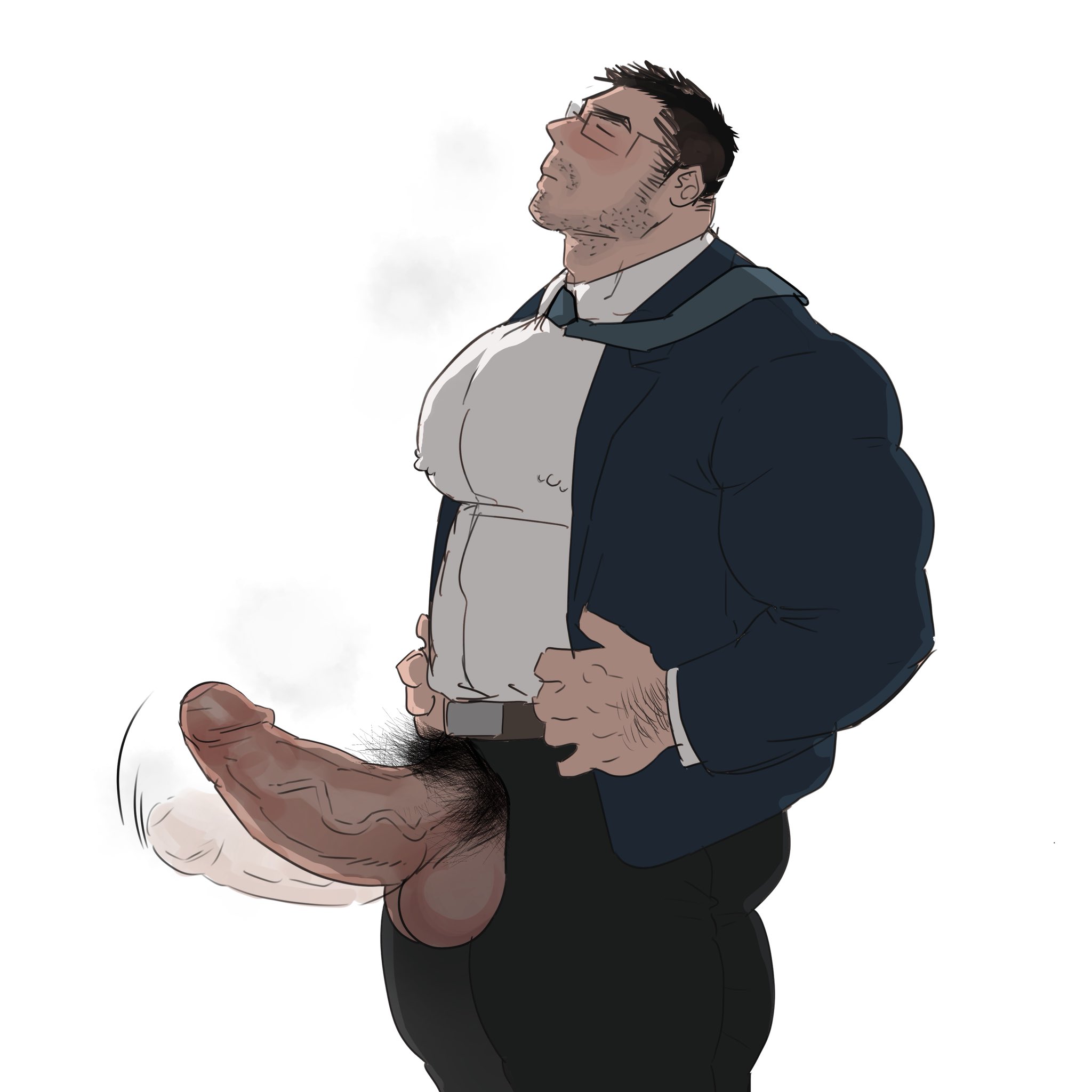 bara, big cock, big dick, big penis, boner, business suit, cock, dick, erection, huge cock, male, male only, muscular, muscular male, nipple bulge, penis, penis through fly, solo, suit, ten g89, thick cock, thick dick, thick penis, tie, veiny, veiny penis