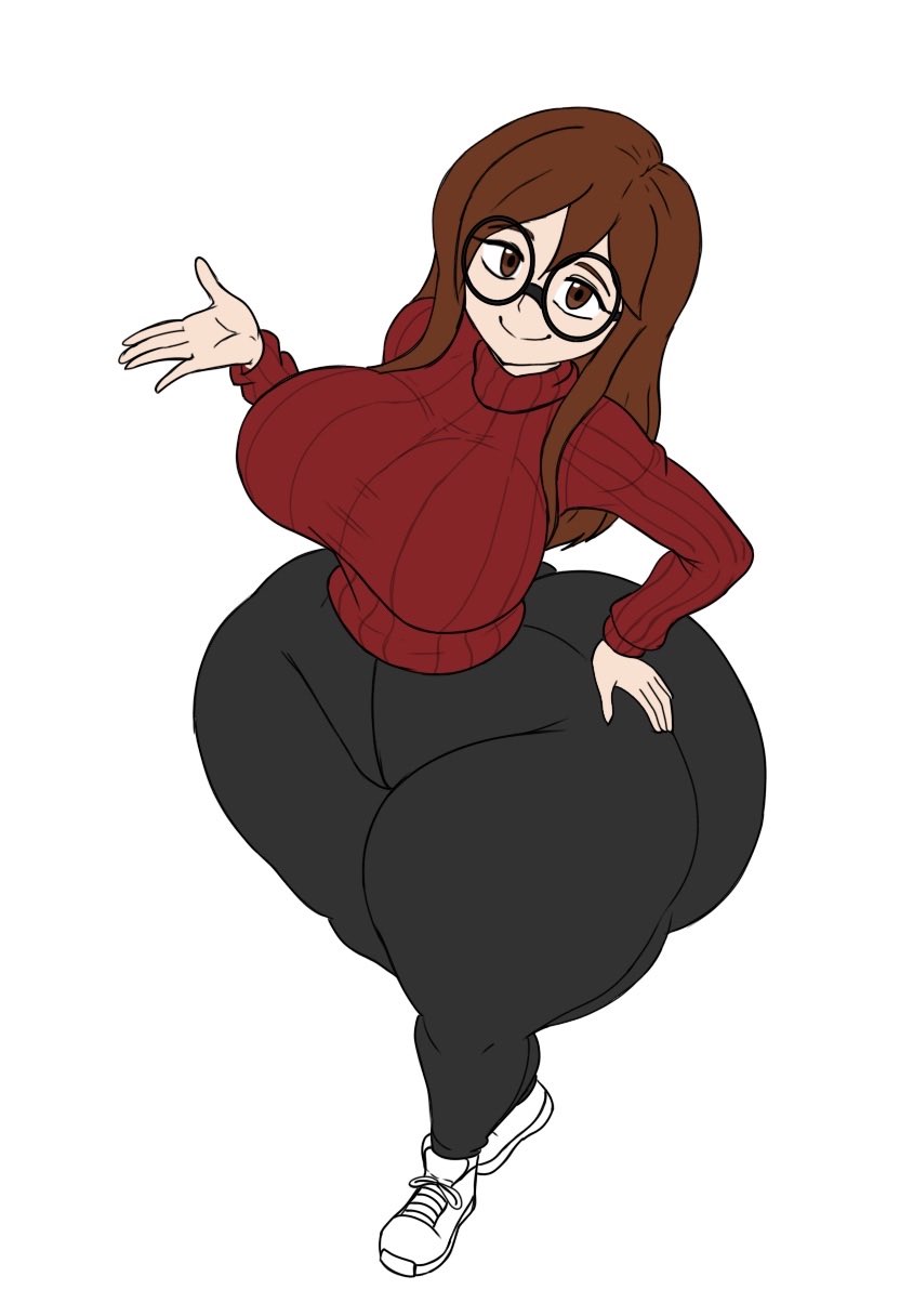 1girls, 2020s, 2025, 2025s, big breasts, black clothes, black clothing, black pants, bra, breasts, brown hair, coffee, curvaceous, curvaceous female, curvaceous figure, curves, curvy, curvy body, curvy female, curvy figure, curvy hips, digital drawing (artwork), digital media (artwork), fair skin, female, female focus, female only, fully clothed, glasses, hairy, hairy pussy, hips wider than shoulders, huge breasts, jpg, justchris, light-skinned female, no background, original, panties, pear shaped female, pear-shaped figure, red clothing, red sweater, round breasts, round glasses, shoes, simple background, sneakers, solo, solo female, solo focus, sweater, thick thighs, thunder thighs, thunderthighs, twitter link, valentina (justchris), white background
