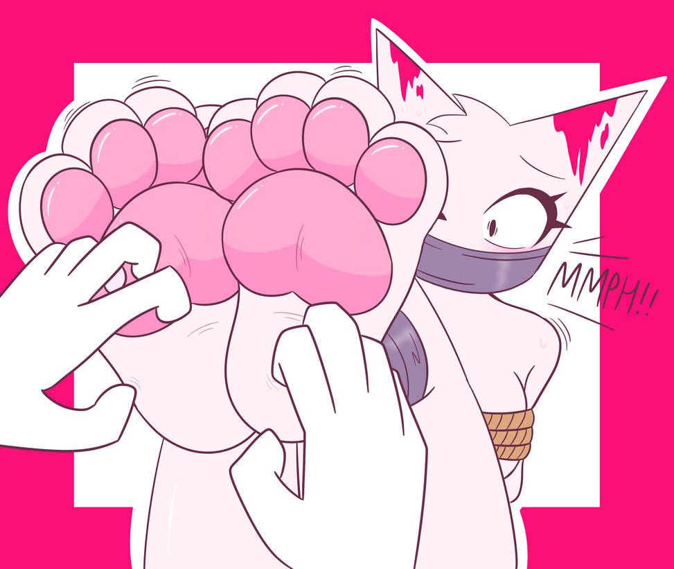 2d, 2d (artwork), adorable, blood on face, cat ears, cat girl, catgirl, cute, cute face, feet, feet up, femtanyl, foot fetish, furry, lightbrewrealm, masterpiece, paws, shocked, tagme, taped mouth, thick thighs, thighs, thighs together, tickling, tickling feet, token (femtanyl), trapped