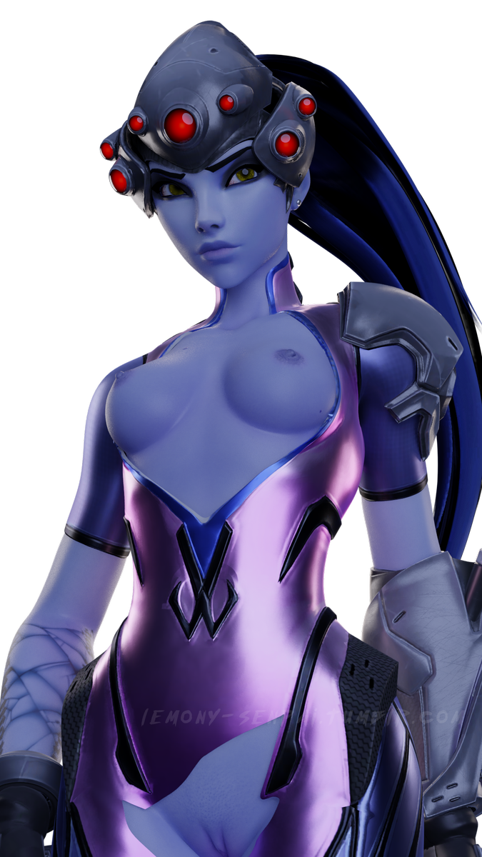 1girls 3d breasts female female_only lemony-senpai long_hair overwatch pussy solo watermark widowmaker