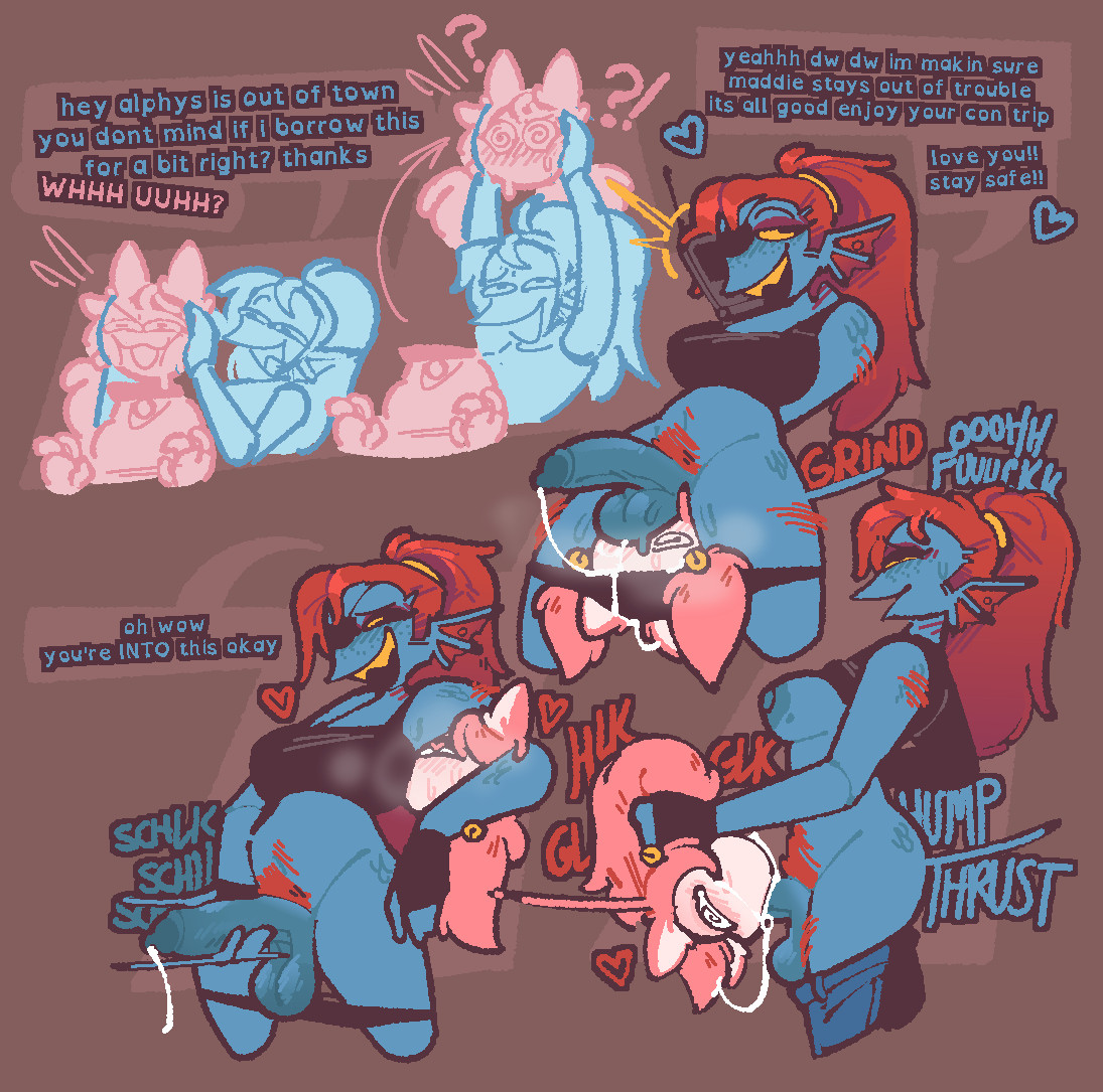 1dickgirl, 1futa, 1girls, android, armpits, balls, balls sniffing, big penis, blowjob, detachable, detachable head, dickgirl, dullahan, english text, fellatio, female, fish, foreskin, futa on female, futa with female, futanari, hairy, headless, humanoid, intersex, jeans, jerking, leaking cum, leaking precum, licking, licking armpit, mad mew mew, mew mew (undertale), onahole, partially clothed, partially nude, penis, pubic hair, red hair, robot, robot girl, sniffing balls, sweat, sweatdrop, sweaty, text, text box, throat fuck, trans woman, transfem, uncircumcised, uncut, undertale, undertale (series), undyne, xenopavilia