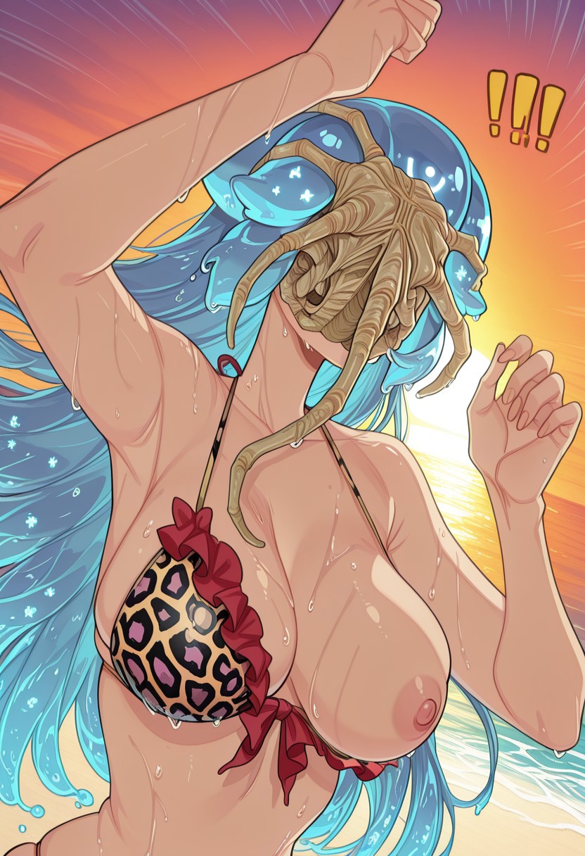1girls, ai generated, alien (franchise), bao (vtuber), beach, big breasts, bikini, breasts, civitai, face fucking, face rape, facehugger, female, female focus, female only, huge breasts, hylian r34, large breasts, one breast out, oppai, sunset, tagme, virtual youtuber, voluptuous, voluptuous female, vtuber