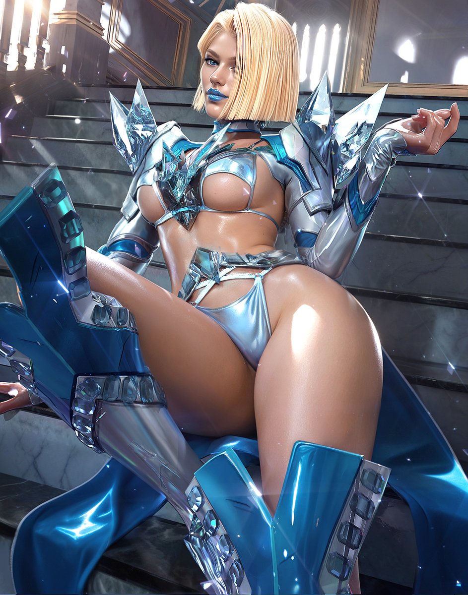1girls, 3d, 3d (artwork), bikini, blonde female, blonde hair, blonde-haired female, blue bikini, blue eyes, blue lipstick, bob cut, boots, breasts, choker, clothing, curvaceous, curvy, emma frost, emma frost (marvel rivals), eyebrows, eyelashes, female, female focus, female only, light skin, light-skinned female, looking at viewer, marvel, marvel comics, marvel rivals, mature, mature female, medium hair, milf, pinup, revealing outfit, seductive, seductive smile, sevenbees, short hair, sitting, sitting on stairs, smile, smiling at viewer, solo, solo female, stairs, swimsuit, two-piece swimsuit, voluptuous