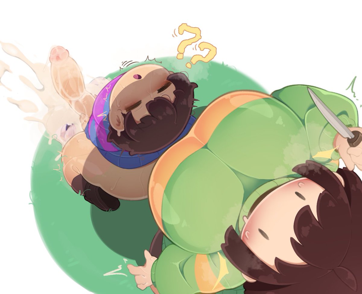 :o, 1boy, 1girls, big breasts, book, bottomless, bottomless male, breasts, chara, clothed, clothed female, clothed male, clothing, cum, cum on penis, female, female chara, frisk, frisk (undertale), huge breasts, huge cock, larger female, light skin, light-skinned female, light-skinned male, male, male frisk, open book, open mouth, partially clothed, penis, shinolara, simple background, size difference, smaller male, sweat, undertale, undertale (series), white background