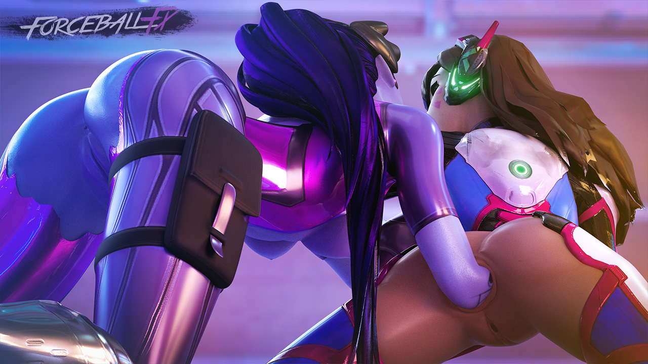 3d, anal, anal fisting, anus, ass, bent over, blue hair, bodysuit, breasts, brown hair, d.va, deep fisting, duo, exposed breasts, female, female only, fisting, forceballfx, from behind, long legs, looking at another, on all fours, overwatch, pussy, small breasts, stretched anus, teasing, tight clothing, torn clothes, viewed from behind, widowmaker, yuri