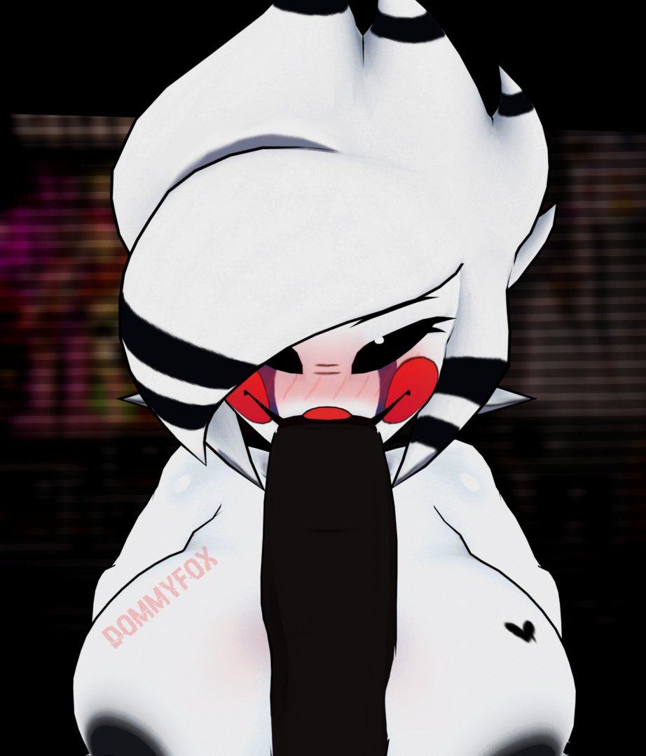 3d, anthro, anthro on anthro, big ass, big breasts, big penis, blush, boobjob, boobjob during fellatio, breasts, cryptiacurves, fazclaire's nightclub, fellatio, female, fexa, five nights at freddy's, fredina's nightclub, futa on female, futanari, intersex, looking at partner, looking pleasured, marie (cally3d), notdommyfox, penis, puppet (fnaf), thick thighs, voluptuous