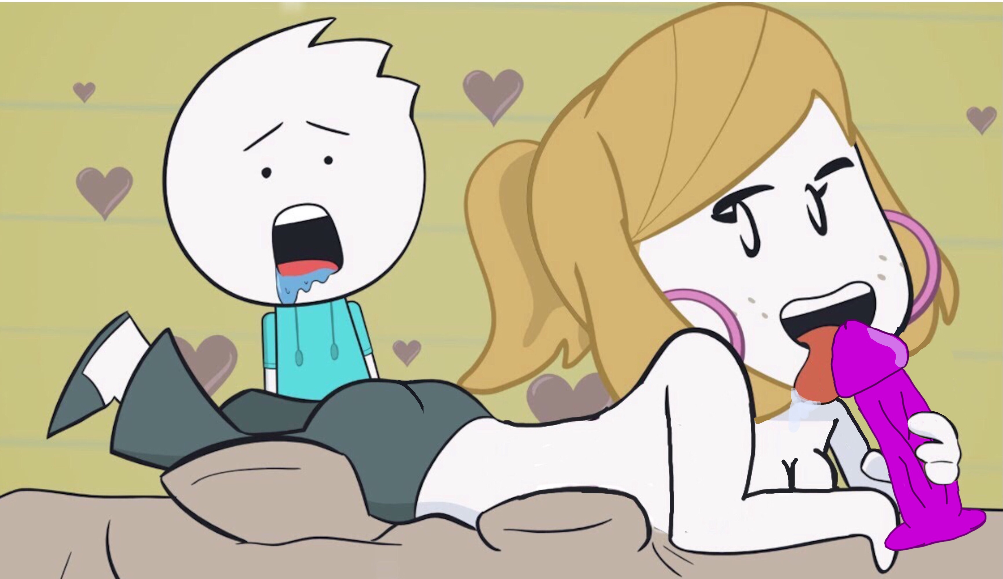 alex clark, ass, babysitter, babysitter (alex clark), babysitter (its alex clark), bed, blonde hair, breasts, bystander, dildo, drool, earrings, eyes, female, freckles, itsalexclark, laying down, naked, shoes, youtuber
