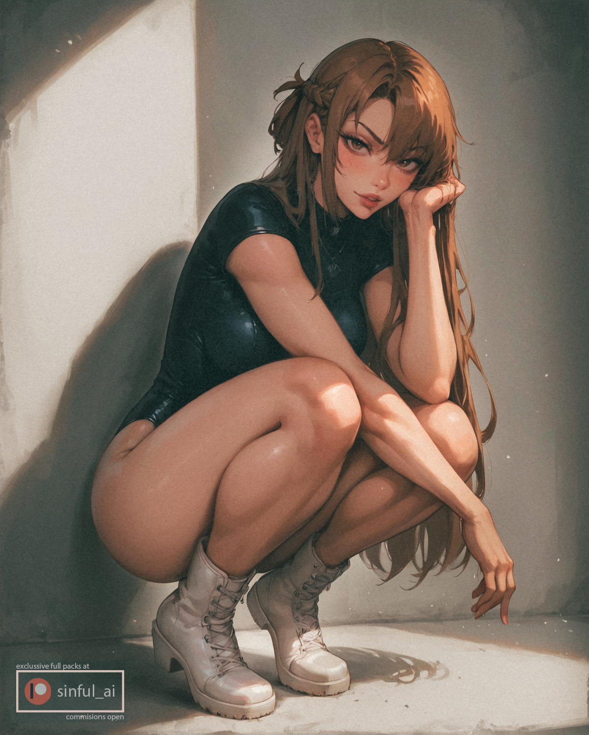 1girls, ai assisted, ai generated, aisinful, ass, big ass, big breasts, big butt, breasts, brown hair, female, female only, hi res, large breasts, medium breasts, solo, sword art online, thick thighs, thighs, wide hips, yuuki asuna