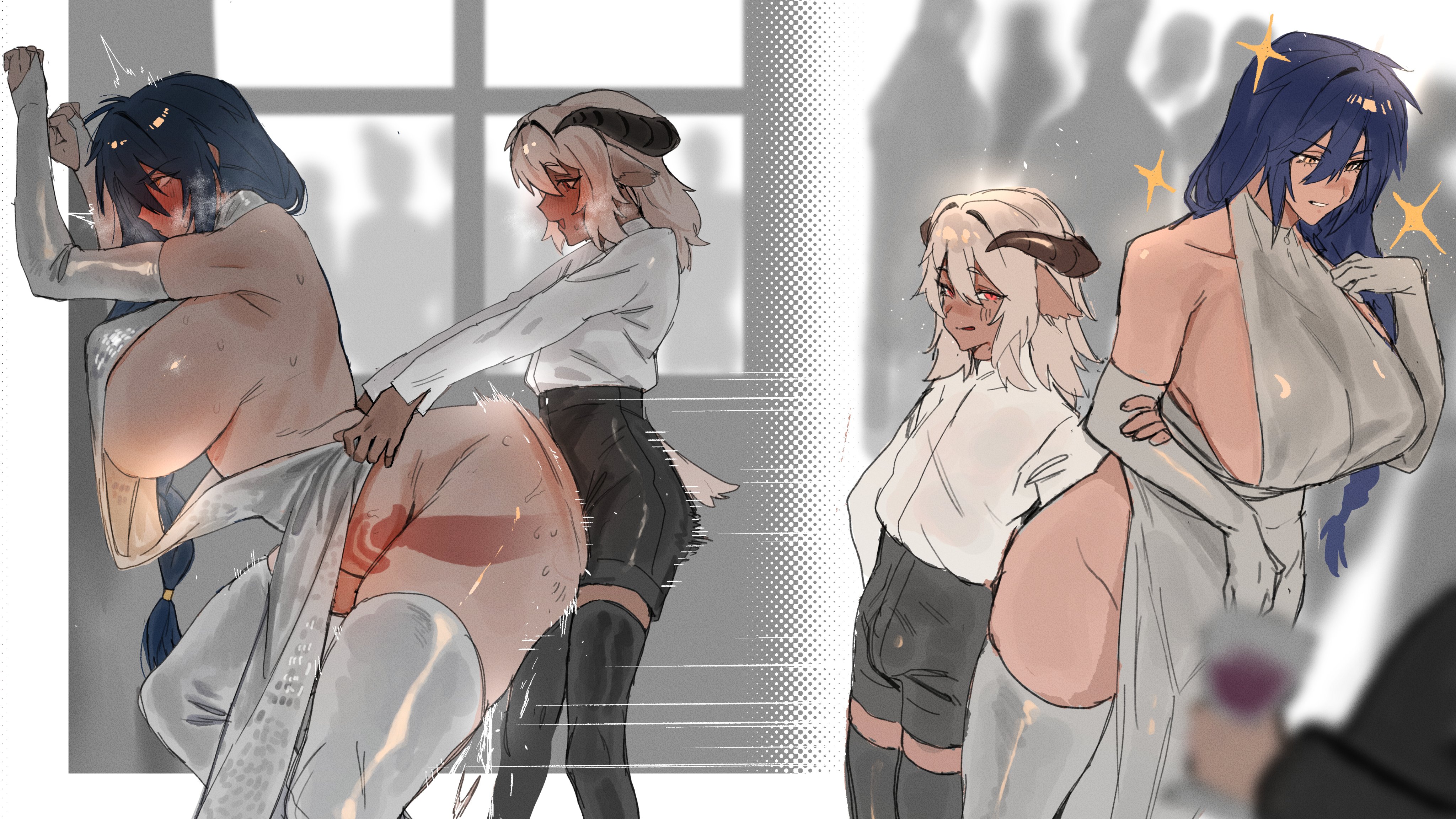 ass, big ass, big breasts, big penis, bigger female, blue hair, breasts, character request, cicada (nnakqr5n6q9p2ht), copyright request, dark skin, dark-skinned femboy, dark-skinned male, erection, female, femboy, femboy on female, femboy penetrating, femboydom, huge breasts, hung femboy, male, mature, milf, otoko no ko, penetration, penis, pussy, series request, sex, small dom big sub, source request, straight, tagme (character), tagme (series), tagme (source), thick thighs, vaginal, vaginal penetration, wide hips
