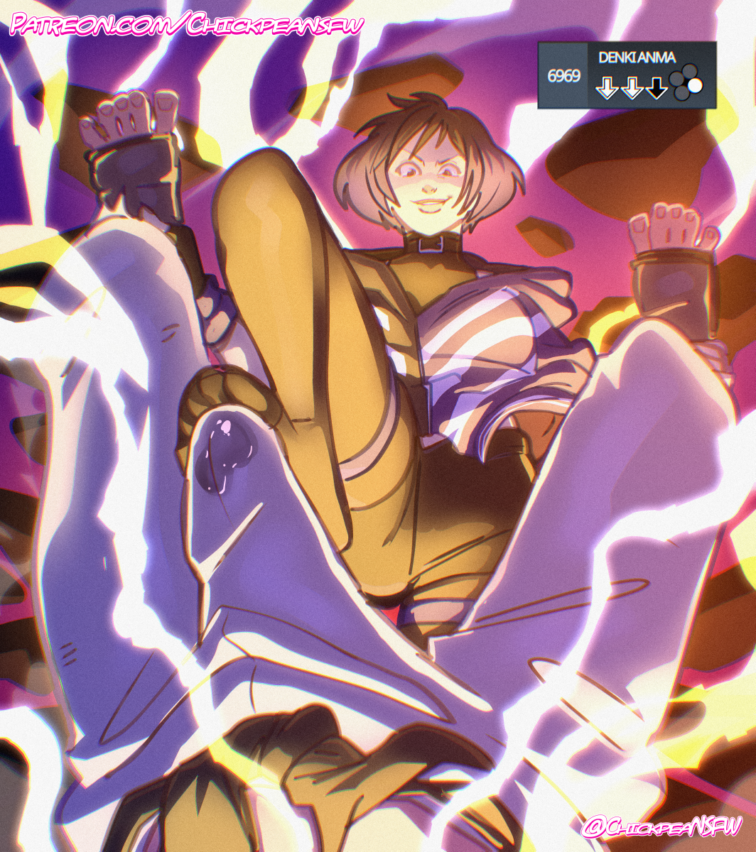 1boy, 1girls, 2025, chickpea, clothed female, color, colored, denki anma, digital drawing (artwork), faceless male, female, femdom, foot on penis, footjob, footjob over clothes, looking at viewer, looking down, male, penis, pov, precum, precum through clothing, rape face, reina mishima, short hair, smile, tekken, tekken 8
