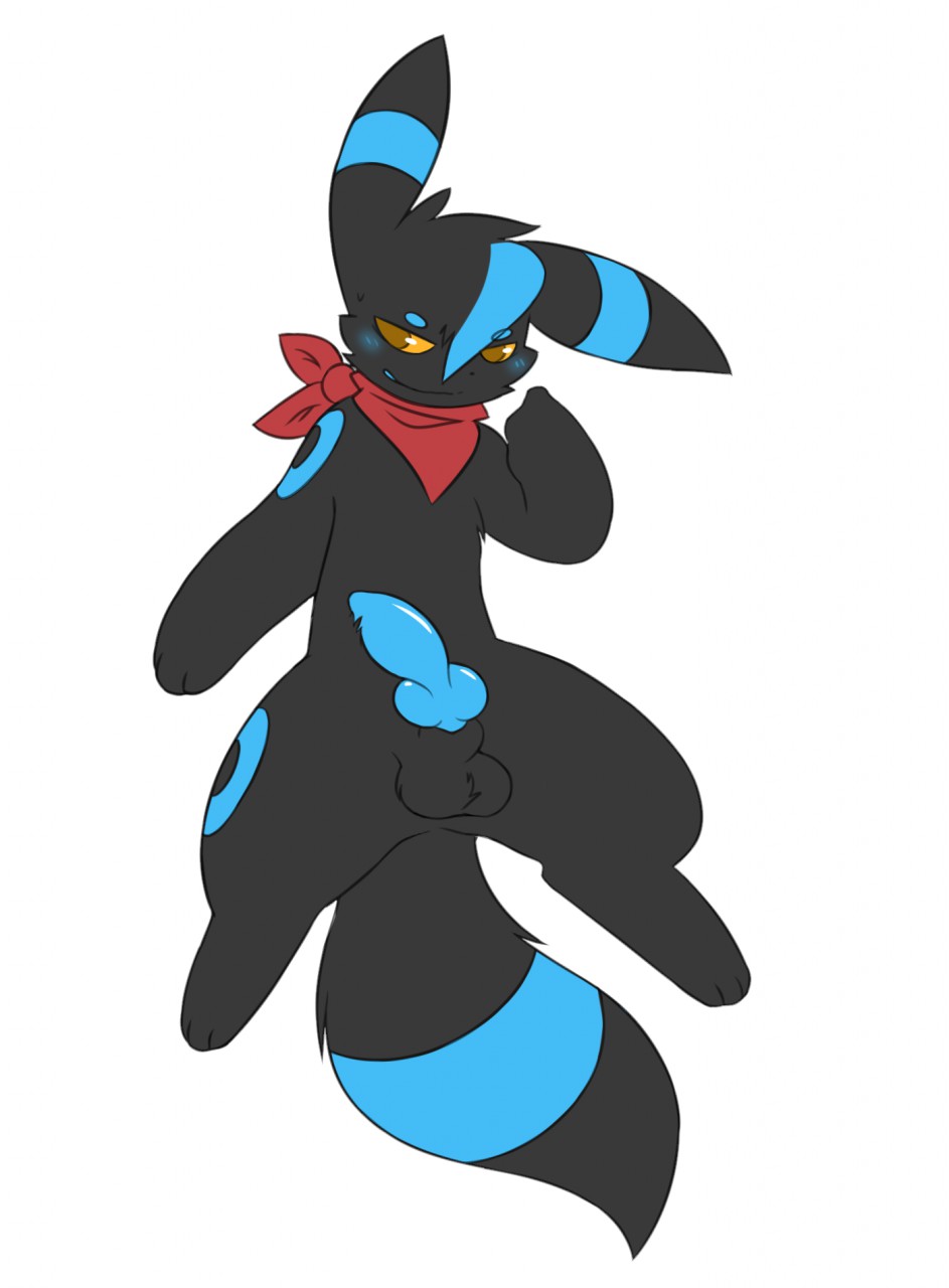 alternate_color animal_genitalia animal_penis balls bandana blue_penis canine_penis eeveelution feral knot male male_only miau nintendo original_character penis pokémon_(species) pokemon pokemon_(species) scarf shiny_pokemon simple_background solo umbreon video_games