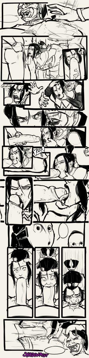 1boy, 2girls, avatar the last airbender, azula, bent over, blowjob, clothing, comic, deepthroat, fellatio, female, forced, forced fellatio, foreskin, foreskin pull, head grab, human, irrumatio, large penis, lipstick, male, male pubic hair, monochrome, oral, oral sex, partially retracted foreskin, penis, penis awe, penis kiss, pubic hair, rape, retracted foreskin, shadowmist, sketch, textless, tongue, tongue in foreskin, tongue out, uncircumcised, uncut, unretracted foreskin, unseen male face, veiny penis, wide-eyed, work in progress