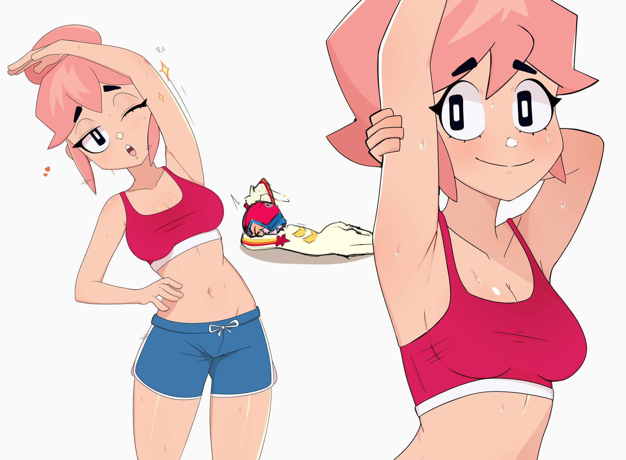 bonnie (brawl stars), brawl stars, exercise, gym clothes, janet (brawl stars), safe, safe for work, supercell, takuni01, yoga