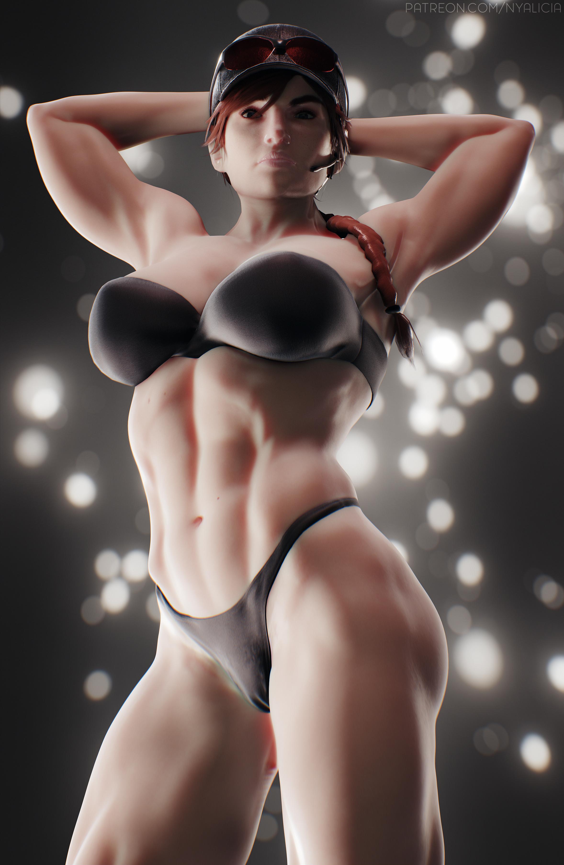 1girls, 3d, abs, ash (rainbow six), big breasts, bra, breasts, cameltoe, cleavage, female, female only, large breasts, looking at viewer, muscles, muscular, muscular female, nyalicia, panties, pussy, rainbow six, rainbow six siege, solo, tom clancy, toned, toned female