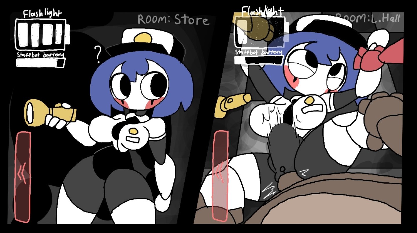 alexonjaychara, bottomless, female, five nights at freddy's, flashlight, freddy (fnaf), gangbang, male, penis, pussy, sex, staffbot, straight, stuffbot, tagme, vaginal penetration