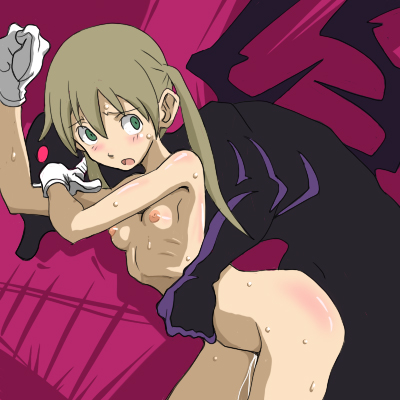 blush breasts brown_hair cl-55 cum cum_in_pussy cum_inside female flat_chest from_behind green_eyes interspecies long_hair maka_albarn male monster open_mouth penetration rape soul_eater tears vaginal_penetration