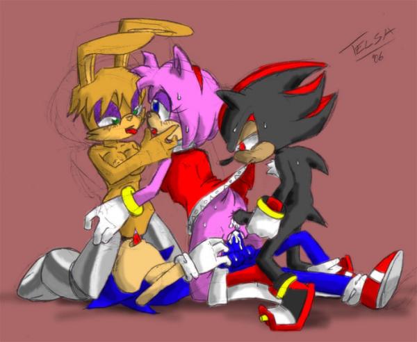 2006 amy_rose anal anthro archie_comics bunnie_rabbot female fur group_sex hedgehog male shadow_the_hedgehog sonic_(series) sonic_the_hedgehog straight straight_hair telsa