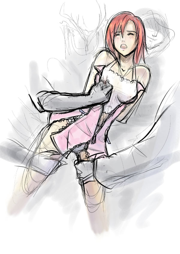 badxend disney imminent_rape kairi kingdom_hearts nipples_visible_through_clothing restrained rough_sketch square_enix tagme