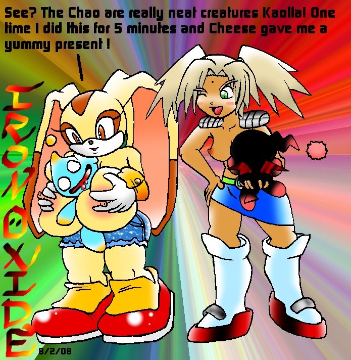 chao_(sonic) cheese_the_chao cream_the_rabbit crossover dark_chao kaolla_su love_hina sega sonic_(series) straight_hair