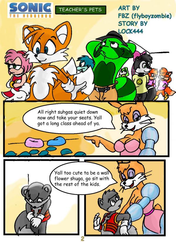 age_difference amy_rose anthro archie_comics black_fur blue_eyes breasts bunnie_rabbot canine cleavage comic cybernetics cyborg dress english_text eyeshadow fbz female fluffy_tail fox fur furry furry_ears furry_only furry_tail gloves green_eyes grey_fur hairbow hat lagomorph large_breasts leotard male mammal mobian_(species) multiple_tails mustelid orange_fur pillow pink_fur rabbit sally_acorn sega size_difference skunk sonic_(series) sonic_satam sonic_the_hedgehog_(archie) sonic_the_hedgehog_(comics) sonic_the_hedgehog_(series) speech_bubble straight_hair t-shirt tail tails tan_fur teacher&#039;s_pets text twins vest whiskers